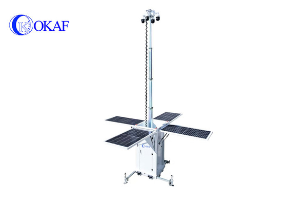 OK-PRO9 OKAF 4G WIFI GPS Mobile Solar CCTV Security Tower مراقبة مؤقتة لموقف السيارات