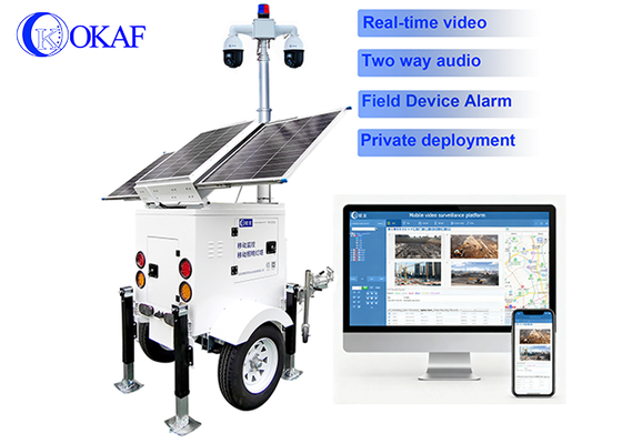 مراقبة خارج الشبكة 24/7 نظام شمسي أمني 3 × 200 واط برج CCTV 4G كاميرا بطاقة SIM 6 متر مقطورة صارية تلسكوبية
